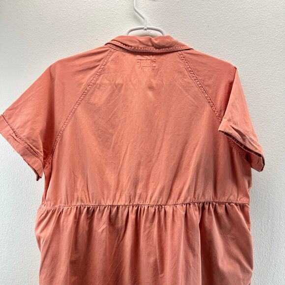 Pact Pink Chambray Button-Front Mini Dress Sz L - Picture 4 of 12